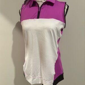 Lady Hagen Purple and White Sleeveless Tank Top